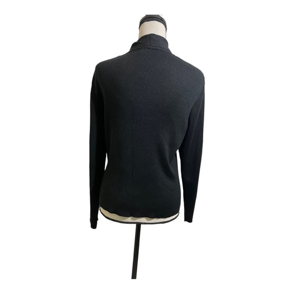 LL tBean womens silk blend button down cardigan. Size medium. Black ribb… - Picture 3 of 8